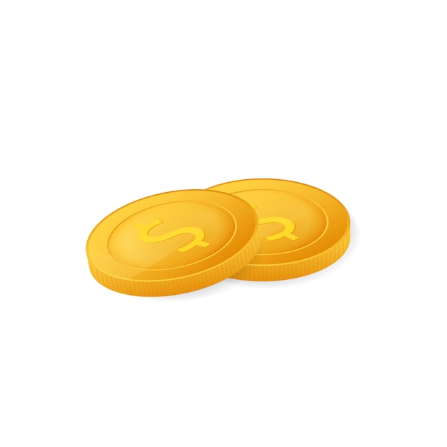Pila de monedas de oro. Montón de finanzas, pila de monedas de dólar. aislado