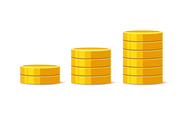 Una pila de monedas de oro una pila de dinero con nosotros un símbolo de moneda de dólar un elemento de diseño de ilustración vectorial