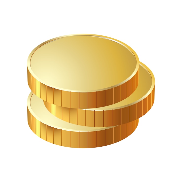 Vector una pila de monedas de oro redondas.