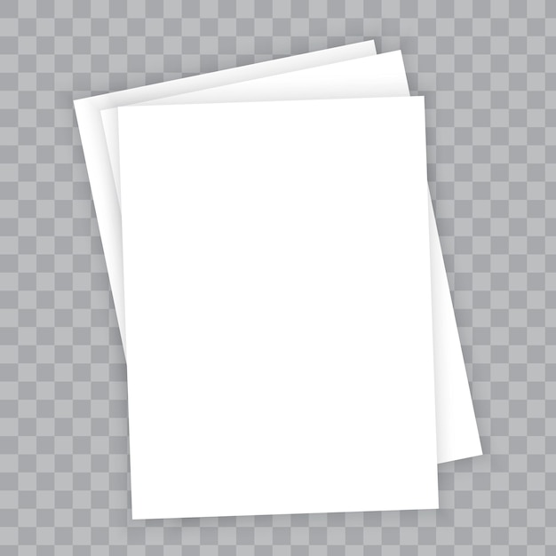 Una pila de papel en blanco Un fondo a cuadros transparente Un icono vectorial realista Hojas blancas aisladas