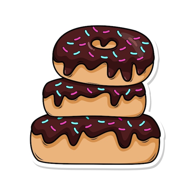 una pila de rosquillas con helado púrpura y helado pórpura