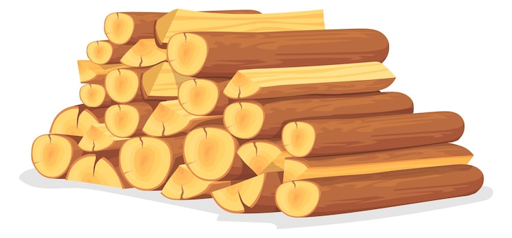 Vector pila de troncos de madera troncos de árboles madera de dibujos animados
