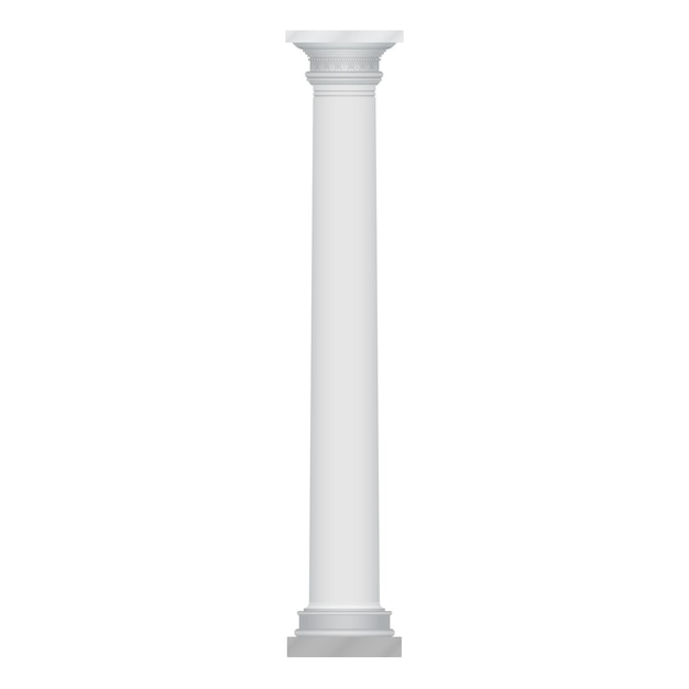 Pilar blanco 3D antigua columna de castillo real casa de gobierno o templo