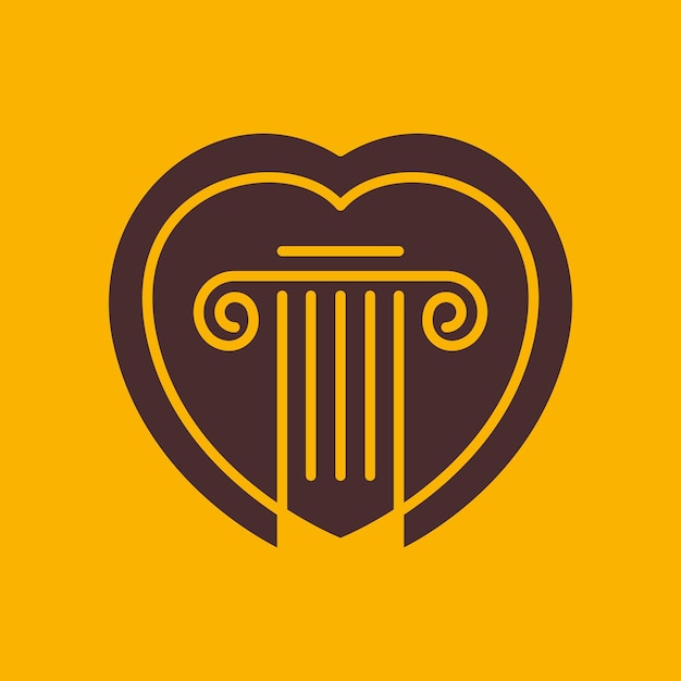 pilar bufete de abogados asesor amor corazón estilo minimal diseño de logotipo simple ilustración de icono vectorial