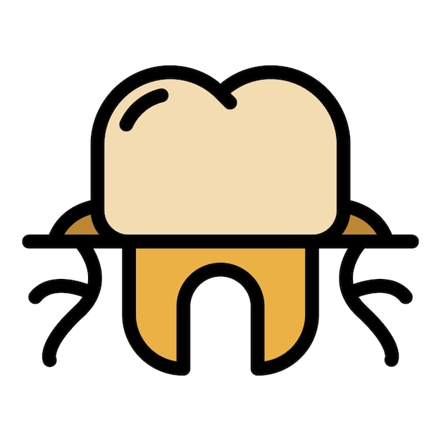 Pilar diente implante icono contorno vector Cuidado dental Color de goma oral plano