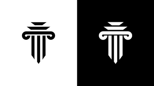 Pilar logo ley jugde lujo monograma blanco y negro icono ilustración estilo Diseños plantillas