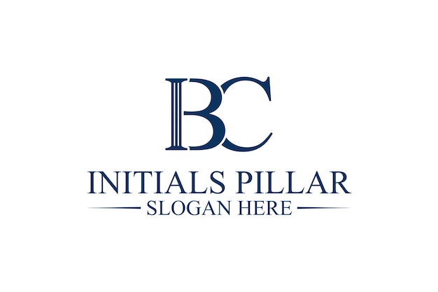 Pilar logotipo bufete de abogados letra inicial bc premium vector