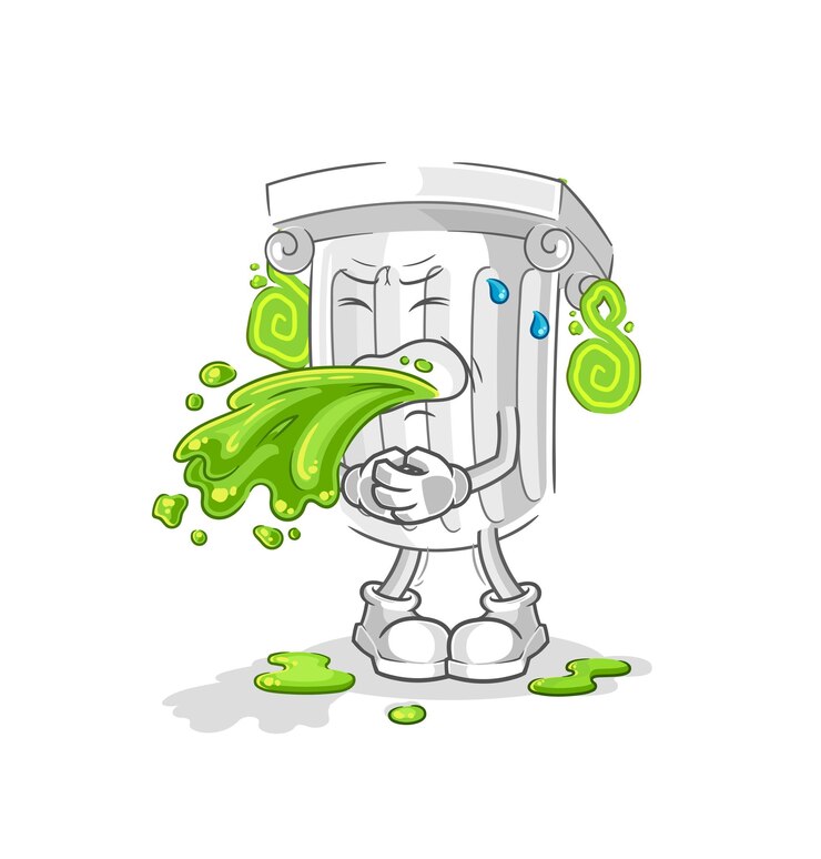 Vector pilar romano vomitar dibujos animados vector de mascota de dibujos animados