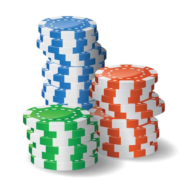 Vector pilas de fichas de casino. transparencia utilizada