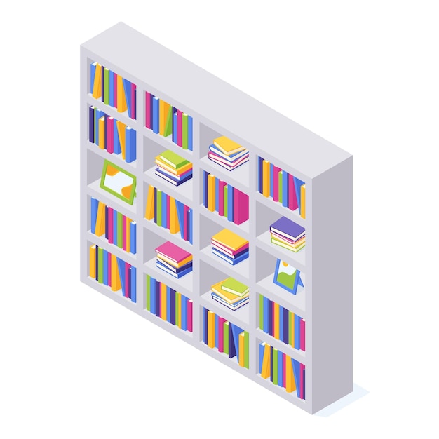 Pilas isométricas de libros con ilustración de tapa dura