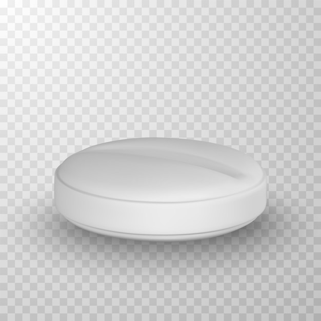 Píldora 3d realista en estilo de dibujos animados Medicina y drogas tableta suplementos médicos Ilustración vectorial