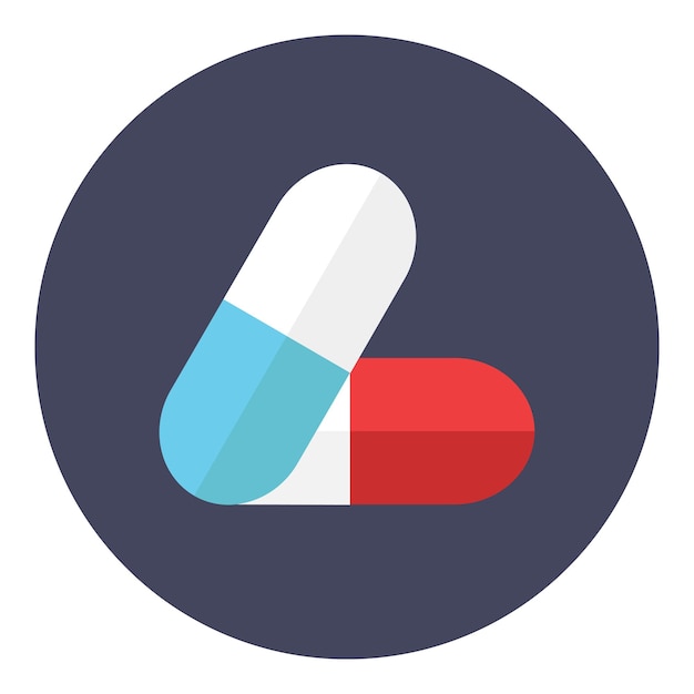 Píldora médica cápsulas vitaminas vector icono en círculo sobre fondo blanco