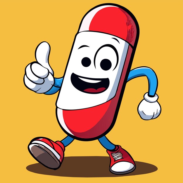 Vector píldora roja píldora azul dibujada a mano plana elegante mascota personaje de dibujos animados dibujo pegatina concepto de icono