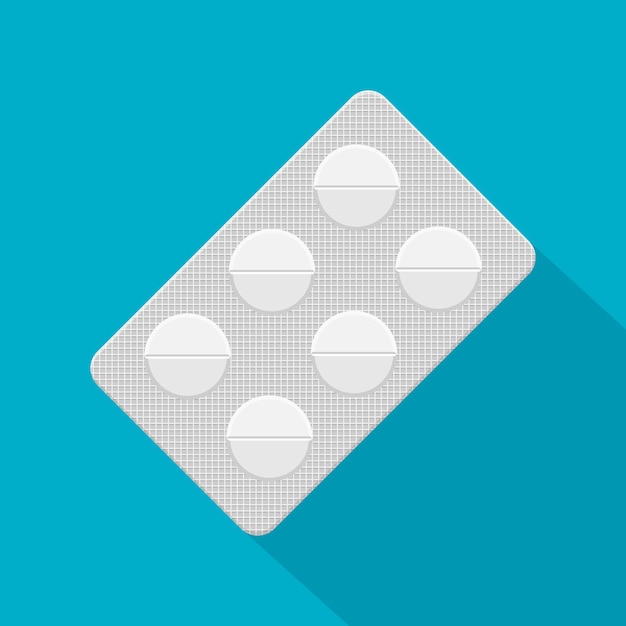 Píldoras en un blister aislado sobre fondo blanco Ilustración vectorial
