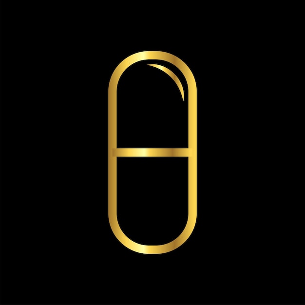 píldoras de oro cápsula icono plantilla vectorial logotipo colección de moda diseño plano