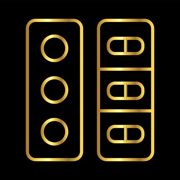 píldoras de oro cápsula icono plantilla vectorial logotipo colección de moda diseño plano
