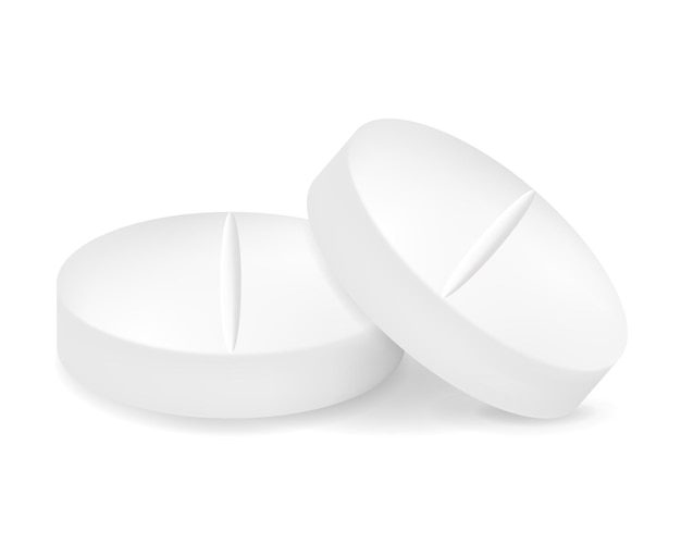 Píldoras realistas. Píldoras ovales médicas. Vitaminas médicas 3d. Vector