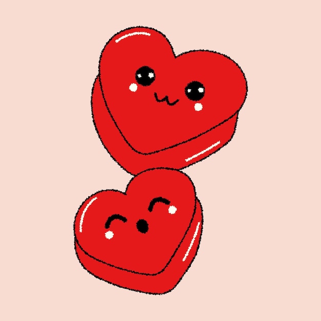 Píldoras rojas en forma de corazón Concepto Día de San Valentín Vector dibujado a mano