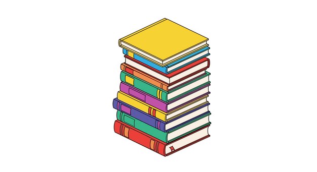 Pile of colorful books isometric view