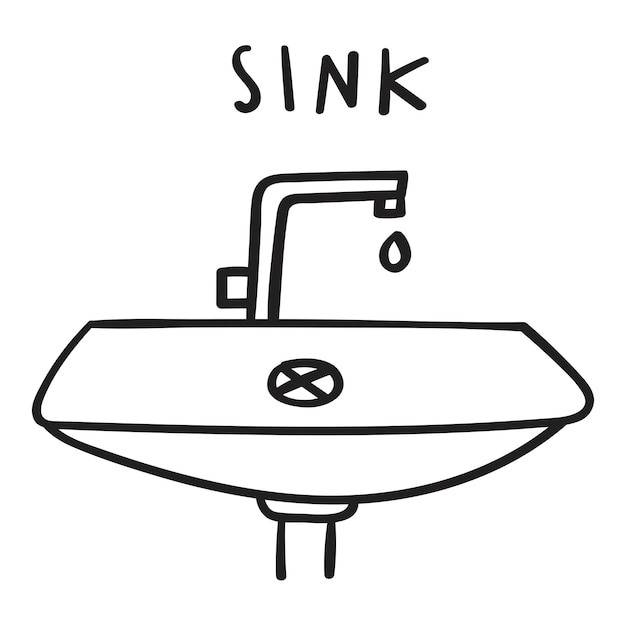 Pileta. Icono de contorno. Ilustración dibujada a mano vectorial sobre fondo blanco