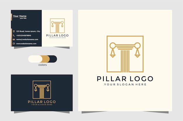 Pillars logo icon diseños inspiración. diseño de logotipo y tarjeta de visita