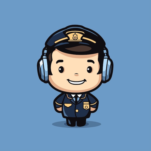 Vector pilot cute cartoon policeman diseño de ilustraciones vectoriales de personajes