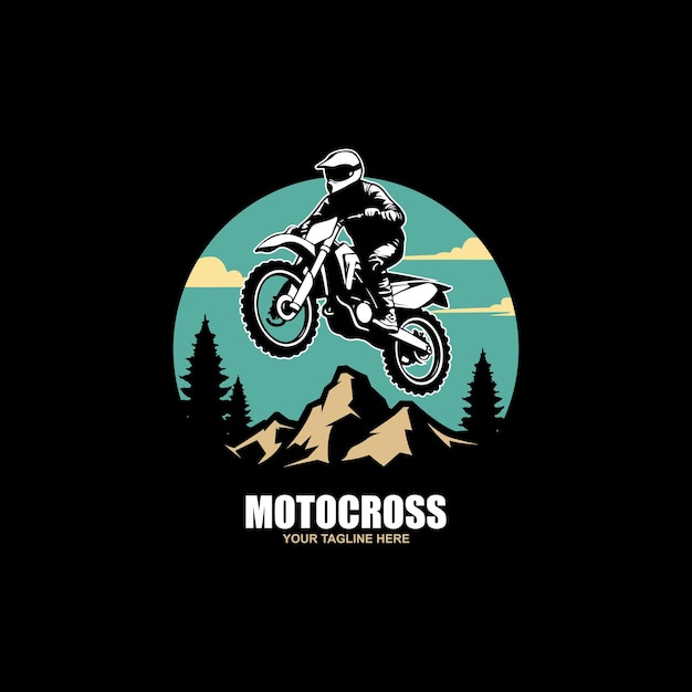 Piloto de carreras de motocross en silueta vectorial aislada de moto