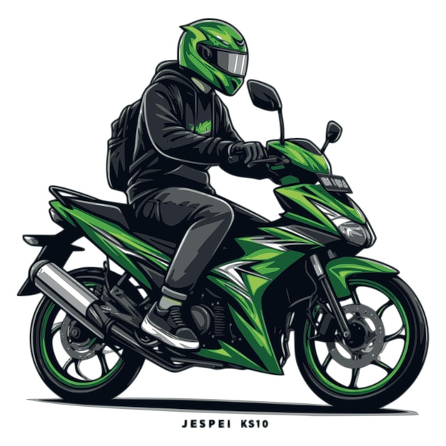 Vector piloto de motocicleta deportiva en estilo vectorial sobre un fondo blanco