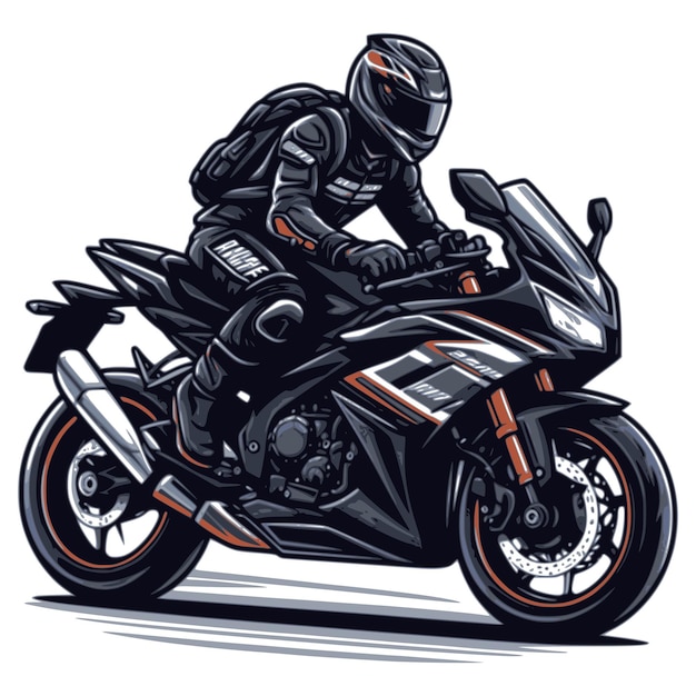 Vector piloto de motocicleta deportiva en estilo vectorial sobre un fondo blanco