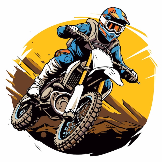 Vector piloto de motocross en la carretera ilustración vectorial de un piloto de motocross