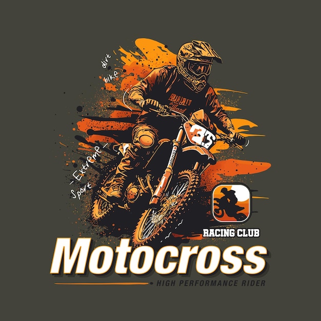 Vector piloto de motocross en una motocicleta ilustración vectorial