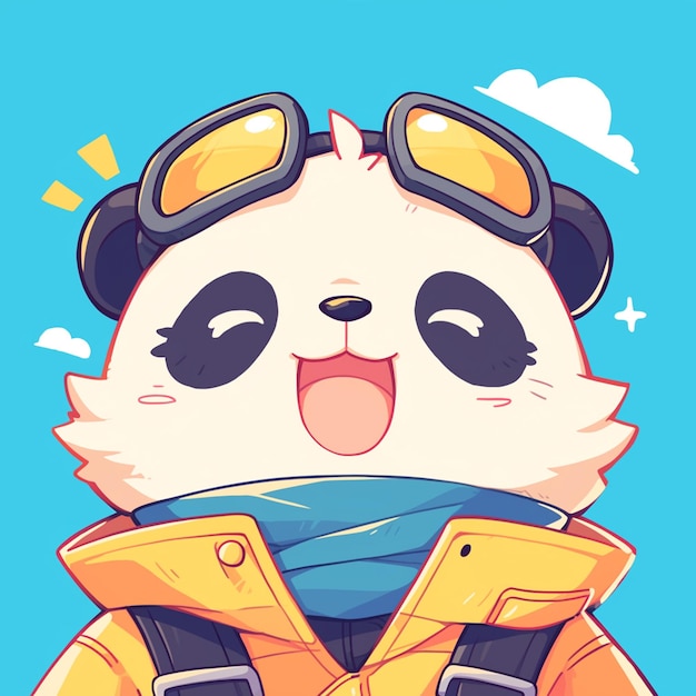 Vector un piloto de panda al estilo de las caricaturas