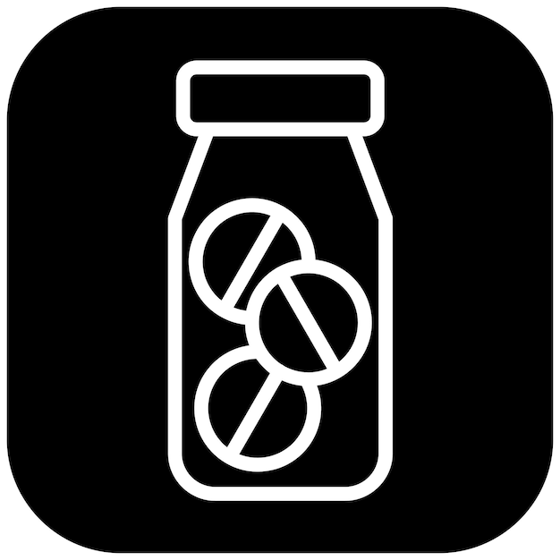 Pílulas Ilustración del icono vectorial de la botella del icono de la farmacia