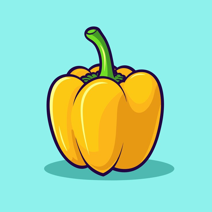 Pimienta amarilla verduras dibujos animados icono vectorial logotipo comida naturaleza ilustración verduras