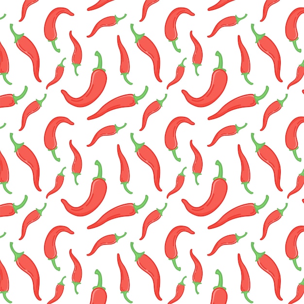 Pimienta de chile íconos planos patrón sin costuras