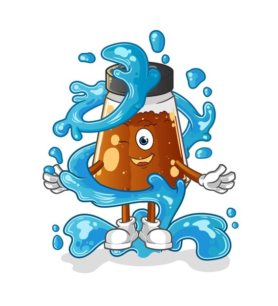 Pimienta en polvo fresca con vector de dibujos animados de mascota de agua