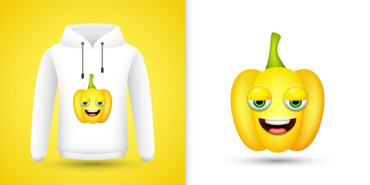 Vector pimiento amarillo en sudadera con capucha blanca vector