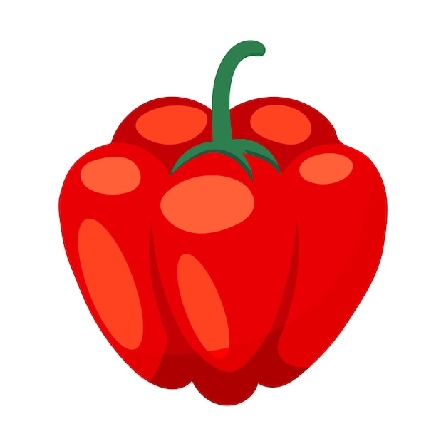 Pimiento rojo sobre un fondo blanco. Ilustración de verduras, imágenes prediseñadas, vector