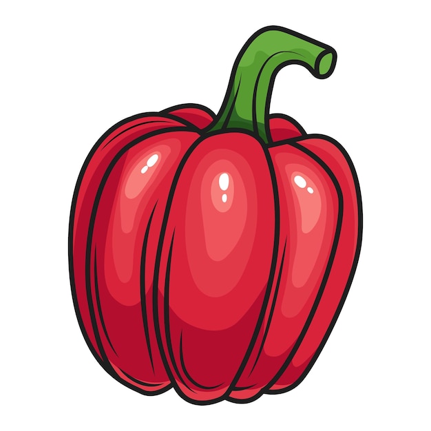 Pimiento Rojo Vegetal Grabado Ilustración Vectorial