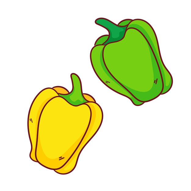 Pimientos deliciosos y frescos al estilo de dibujos animados Diseño conceptual de alimentos vegetales