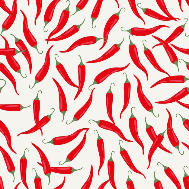 Pimientos rojos picantes sobre fondo beige Fondo de repetición de vector para tela