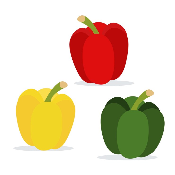 Vector pimientos verdes amarillos rojos vector conjunto de objetos de imágenes prediseñadas