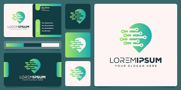 pin abstracto con diseño de logotipo tecnológico