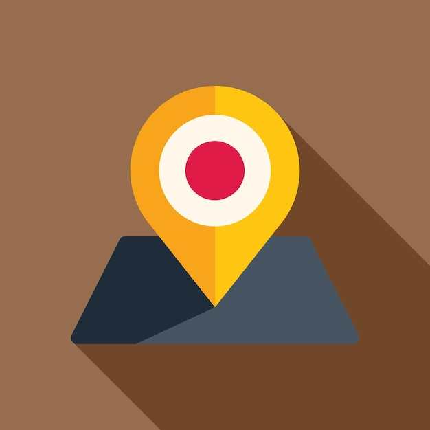 Pin amarillo que señala la ubicación en la bandera de Japón sobre el mapa