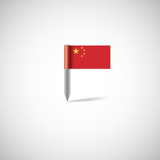 Pin de la bandera de China sobre fondo blanco