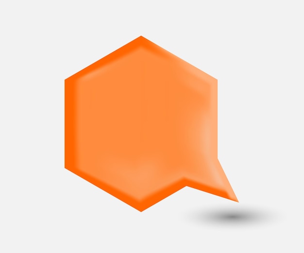 Pin de burbuja de voz naranja en blanco aislado sobre fondo blanco 3D rendering