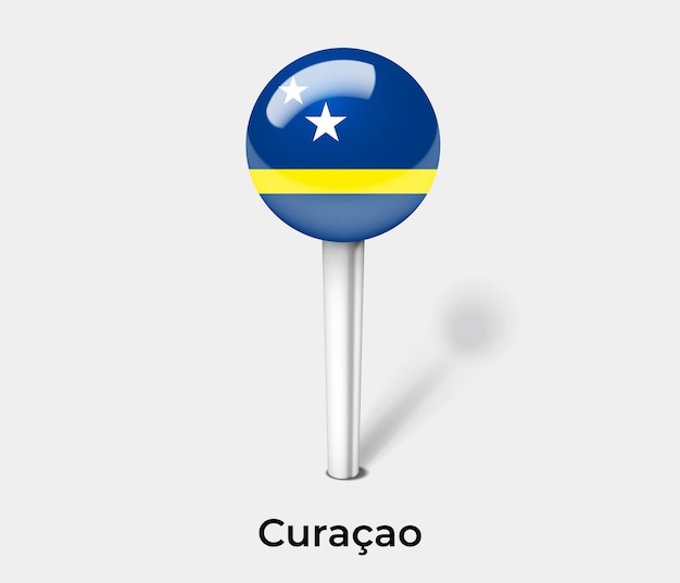 Pin de empuje de Curacao para la ilustración de vector de mapa