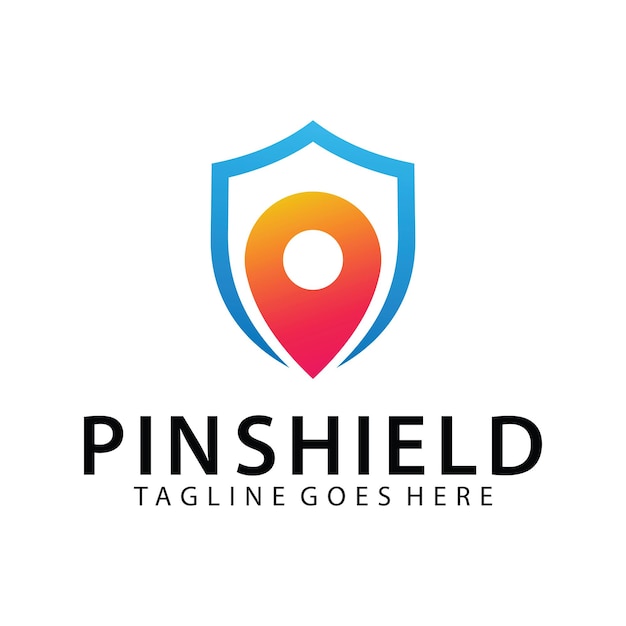 Pin y escudo, plantilla de diseño de logotipo Shield Point
