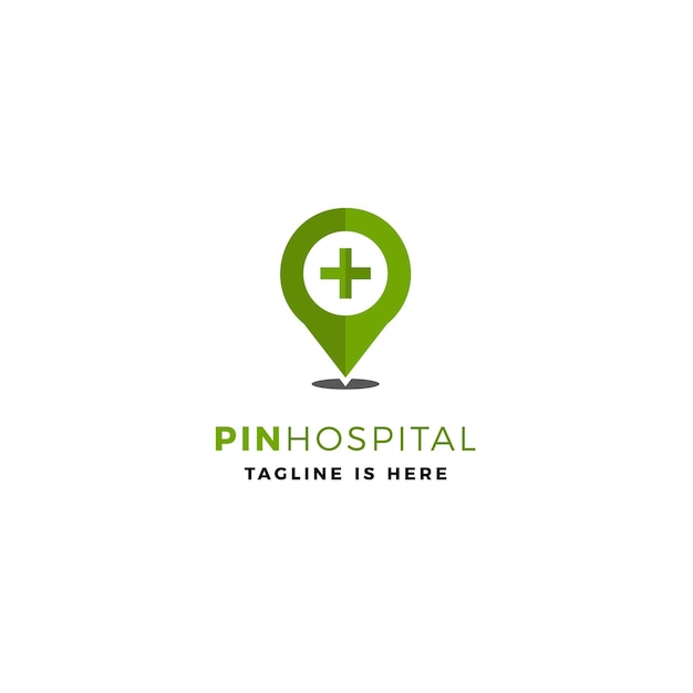 Pin hospital logo vector icono ilustración