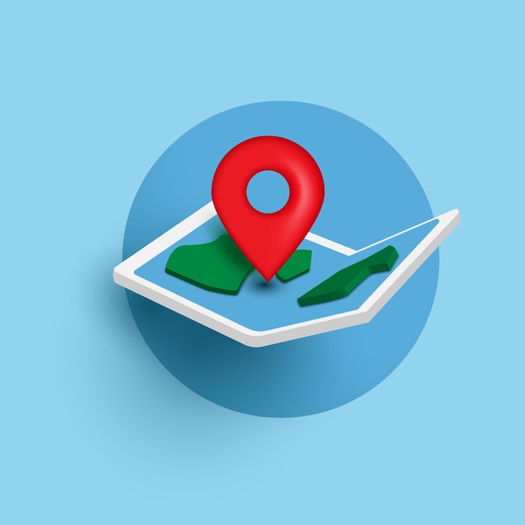 Vector pin y mapa 3d ilustración vectorial